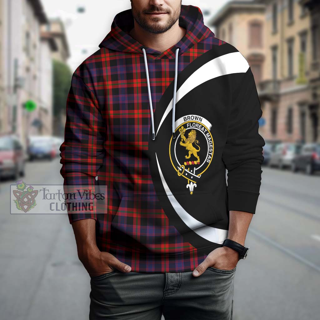 Tartan Vibes Clothing Brown Tartan Hoodie with Family Crest Circle Style