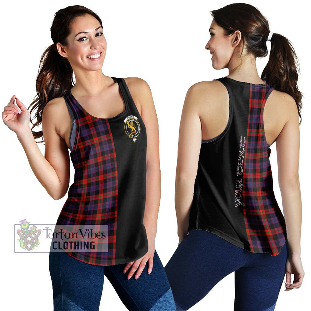 Brown (Broun) Tartan Women's Racerback Tanks with Family Crest and Half Of Me Style 4XL - Tartanvibesclothing Shop