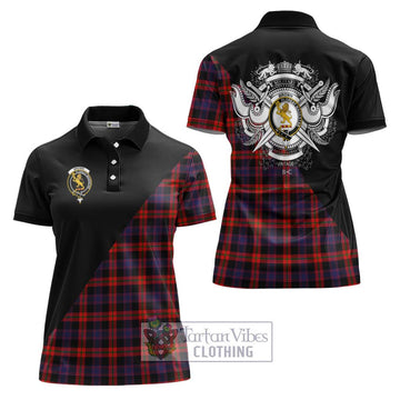 Brown (Broun) Tartan Women's Polo Shirt with Family Crest and Military Logo Style Women - Tartanvibesclothing Shop