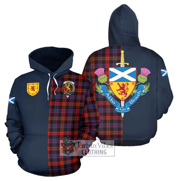 Tartan Vibes Clothing Brown Tartan Hoodie with Scottish Lion Royal Arm Half Style
