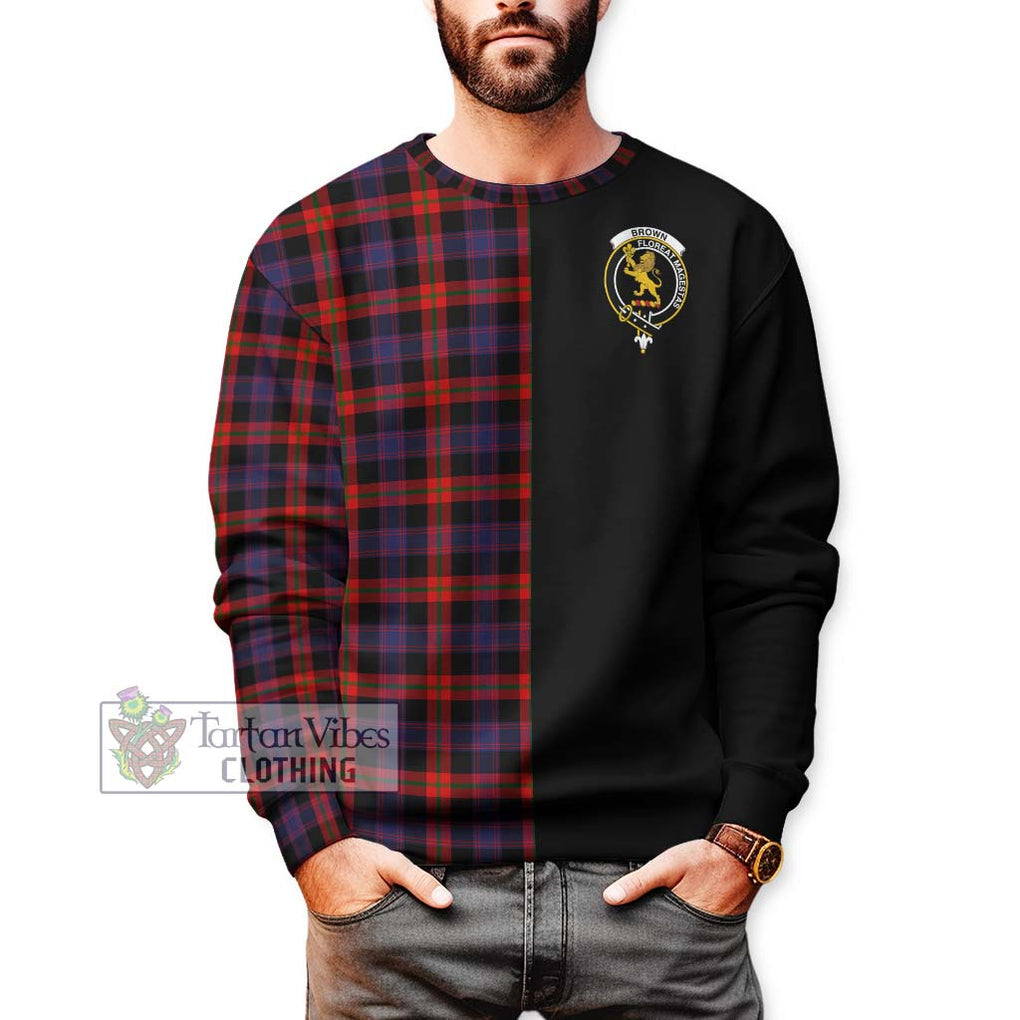 Brown (Broun) Tartan Sweatshirt with Family Crest and Half Of Me Style Unisex - Tartanvibesclothing Shop