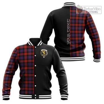 Brown (Broun) Tartan Baseball Jacket with Family Crest and Half Of Me Style Unisex - Tartanvibesclothing Shop