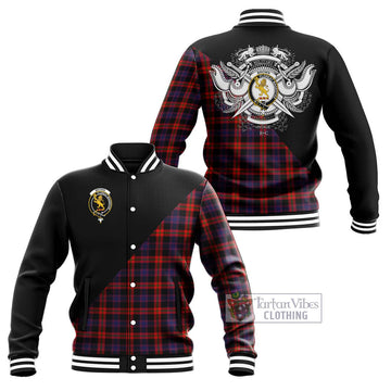 Brown (Broun) Tartan Baseball Jacket with Family Crest and Military Logo Style Unisex - Tartanvibesclothing Shop