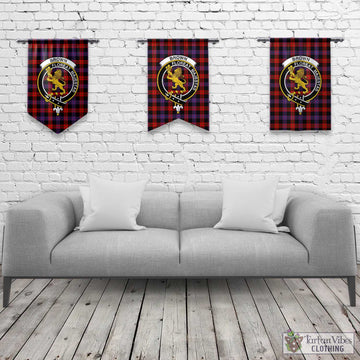Tartan Vibes Clothing Brown Tartan Gonfalon, Tartan Banner with Family Crest