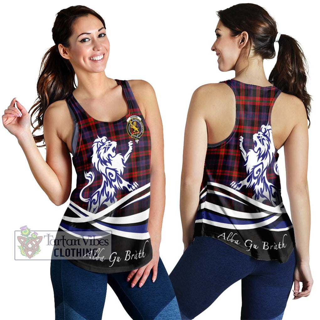 Brown (Broun) Tartan Women's Racerback Tanks with Alba Gu Brath Regal Lion Emblem 4XL - Tartanvibesclothing Shop