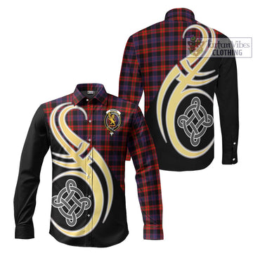 Brown (Broun) Tartan Long Sleeve Button Shirt with Family Crest and Celtic Symbol Style Men's Shirt S - Tartan Vibes Clothing