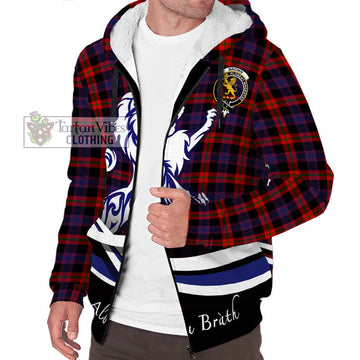 Brown (Broun) Tartan Sherpa Hoodie with Alba Gu Brath Regal Lion Emblem Unisex S - Tartanvibesclothing Shop