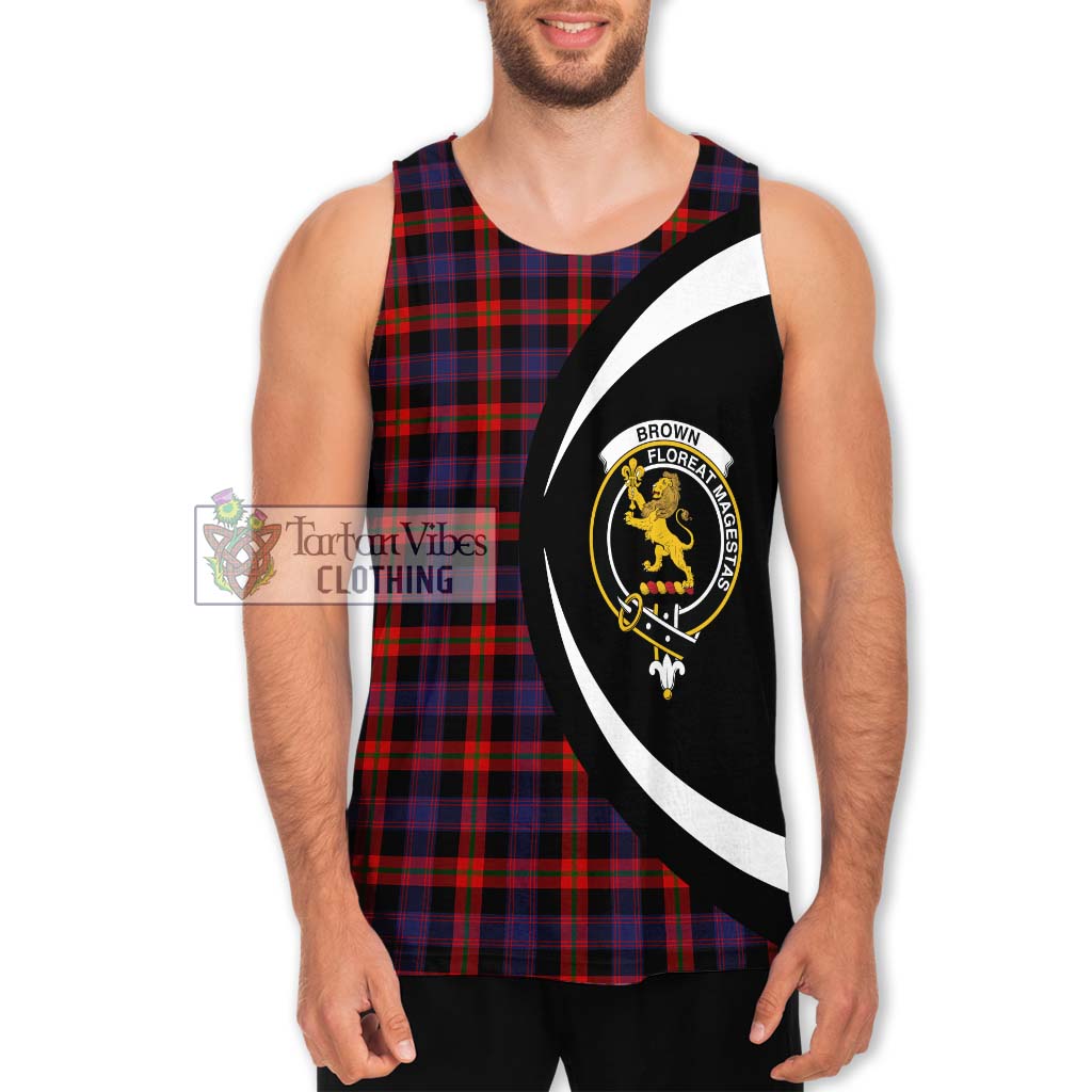 Brown (Broun) Tartan Men's Tank Top with Family Crest Circle Style Men - Tartan Vibes Clothing