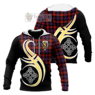 Brown (Broun) Tartan Knitted Hoodie with Family Crest and Celtic Symbol Style Unisex Knitted Pullover Hoodie - Tartan Vibes Clothing
