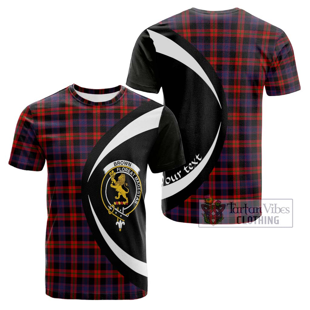 Tartan Vibes Clothing Brown Tartan Cotton T-shirt with Family Crest Circle Style
