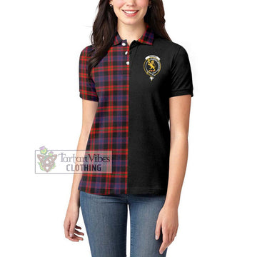 Brown (Broun) Tartan Women's Polo Shirt with Family Crest and Half Of Me Style - Tartanvibesclothing Shop