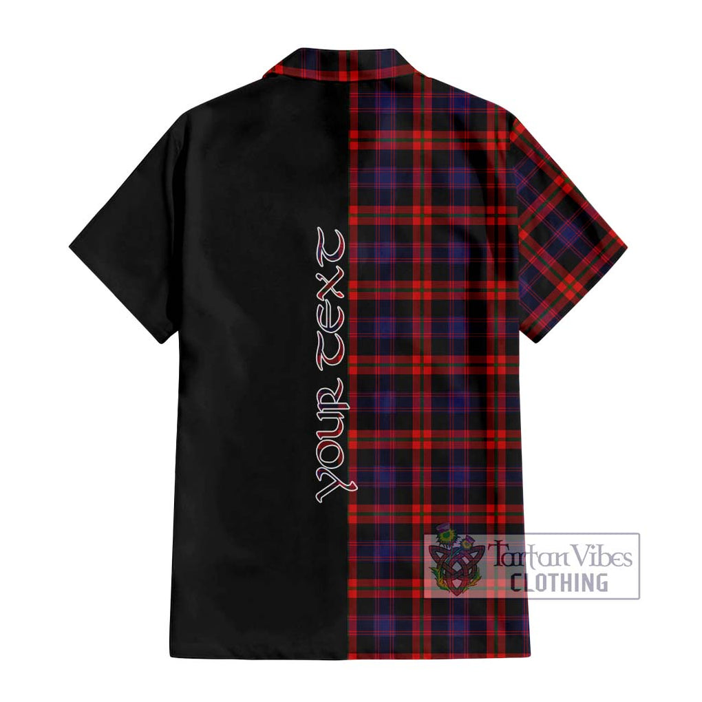 Brown (Broun) Tartan Short Sleeve Button Shirt with Family Crest and Half Of Me Style - Tartanvibesclothing Shop