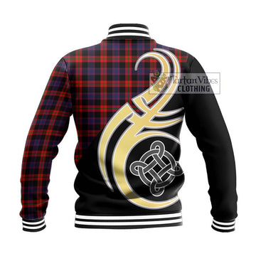 Brown (Broun) Tartan Baseball Jacket with Family Crest and Celtic Symbol Style - Tartan Vibes Clothing