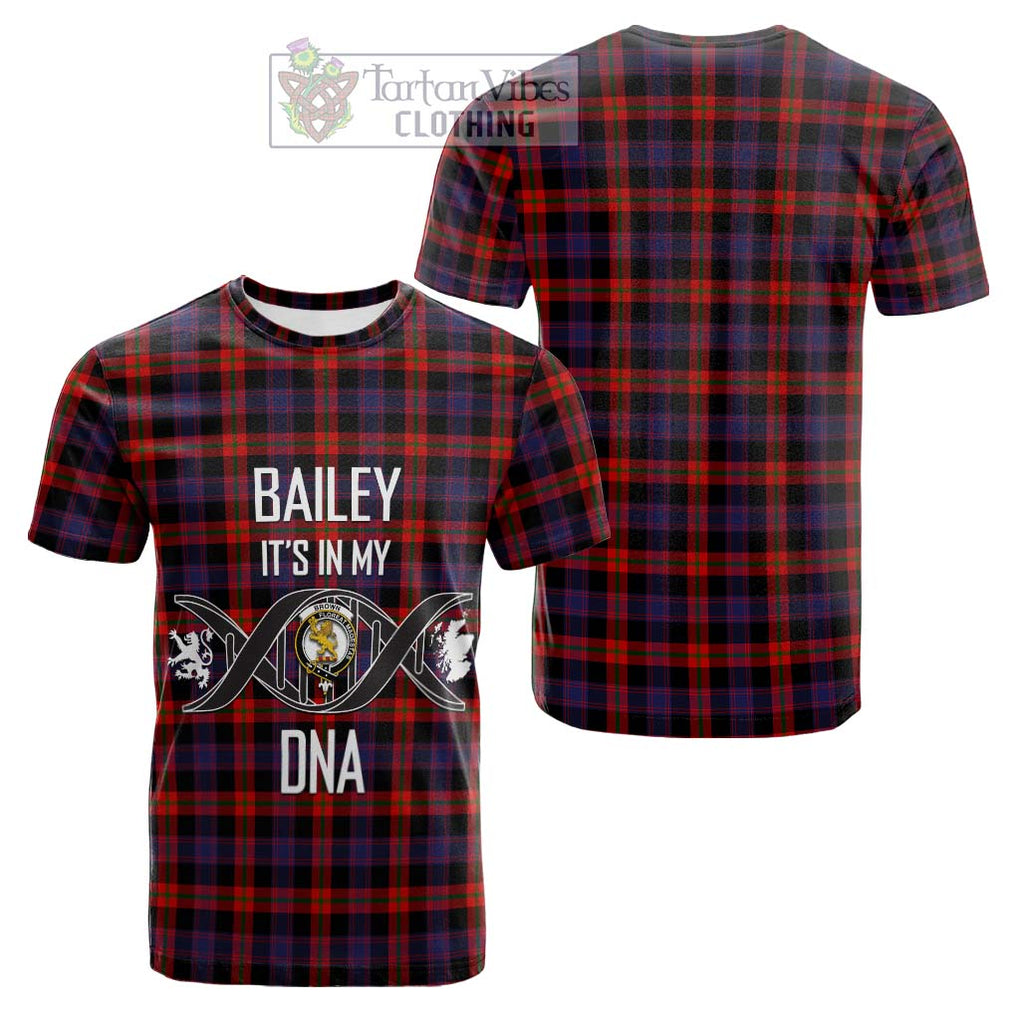 Tartan Vibes Clothing Brown Tartan Cotton T-shirt with Family Crest DNA In Me Style