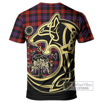 Brown (Broun) Tartan T-Shirt with Family Crest Celtic Wolf Style - Tartan Vibes Clothing