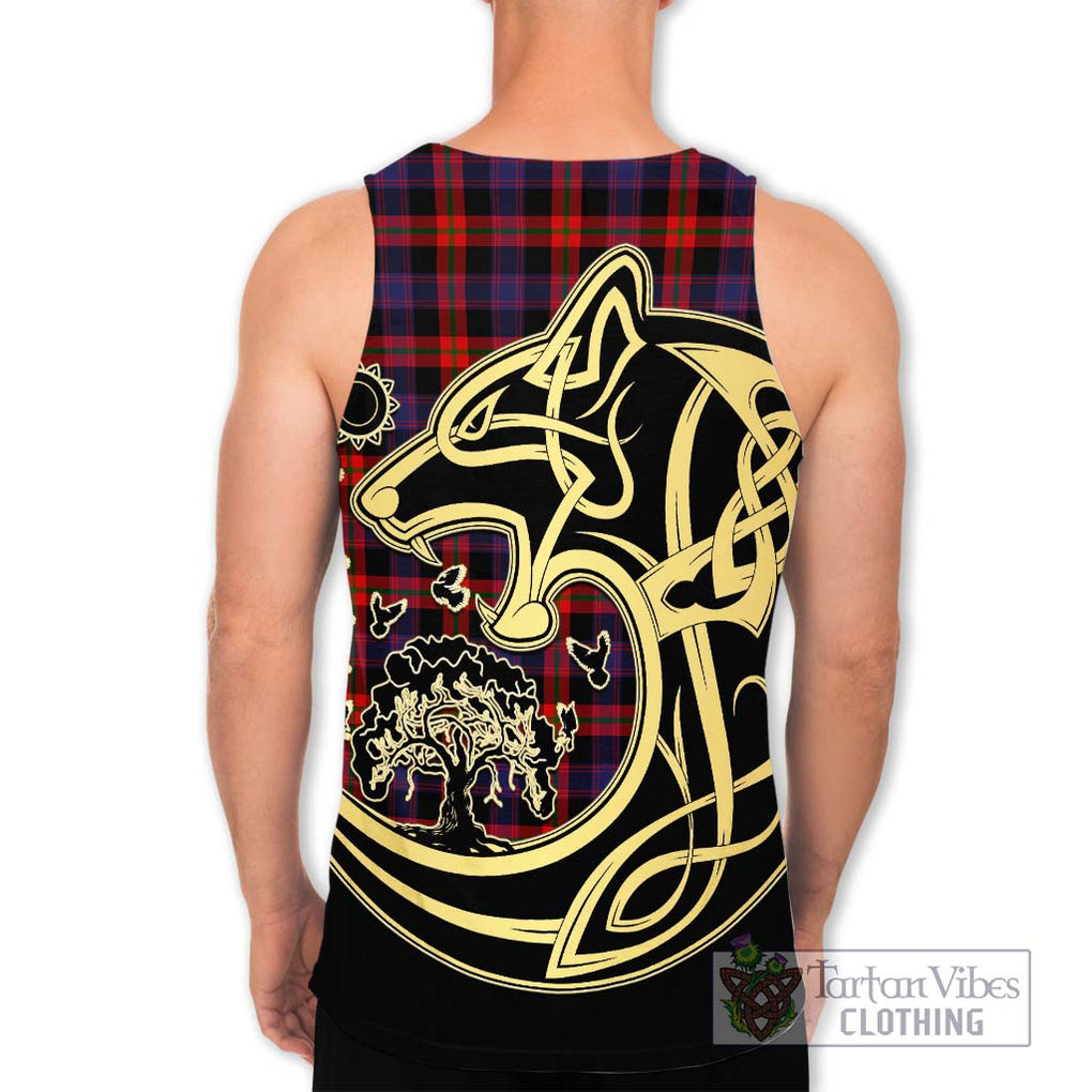 Brown (Broun) Tartan Men's Tank Top with Family Crest Celtic Wolf Style - Tartan Vibes Clothing