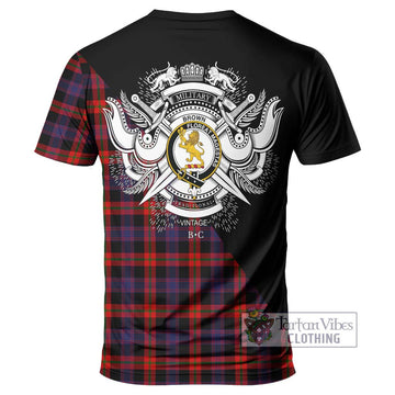 Brown (Broun) Tartan T-Shirt with Family Crest and Military Logo Style - Tartanvibesclothing Shop