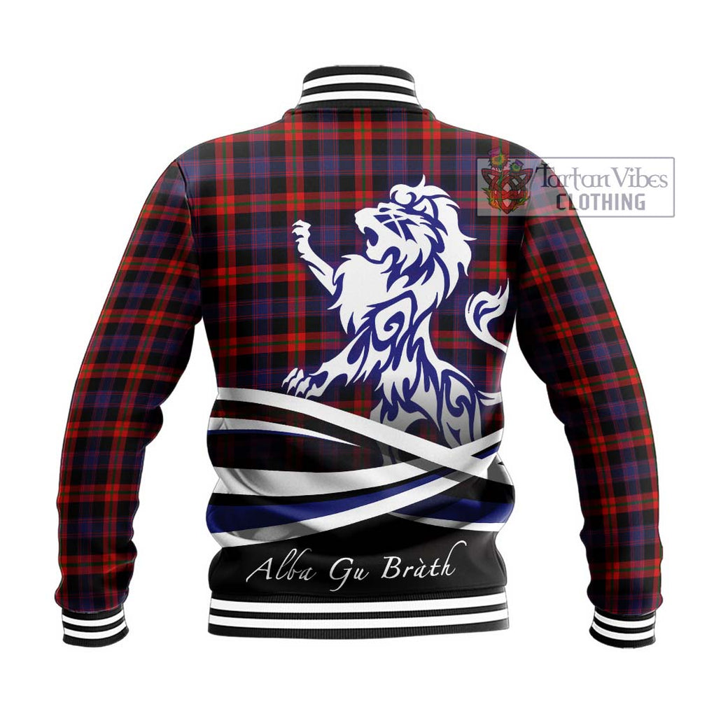 Brown (Broun) Tartan Baseball Jacket with Alba Gu Brath Regal Lion Emblem - Tartanvibesclothing Shop