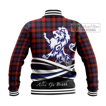 Brown (Broun) Tartan Baseball Jacket with Alba Gu Brath Regal Lion Emblem - Tartanvibesclothing Shop