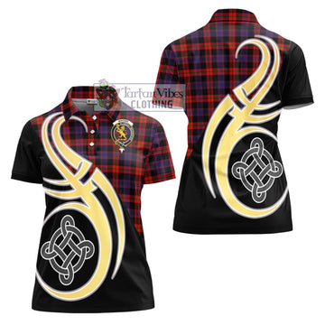 Brown (Broun) Tartan Women's Polo Shirt with Family Crest and Celtic Symbol Style - Tartan Vibes Clothing