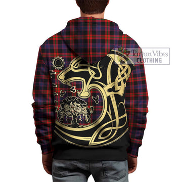 Brown (Broun) Tartan Hoodie with Family Crest Celtic Wolf Style - Tartan Vibes Clothing