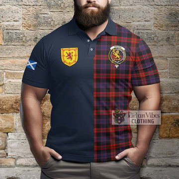 Tartan Vibes Clothing Brown Tartan Polo Shirt with Scottish Lion Royal Arm Half Style
