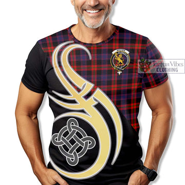 Tartan Vibes Clothing Brown Tartan T-Shirt with Family Crest and Celtic Symbol Style