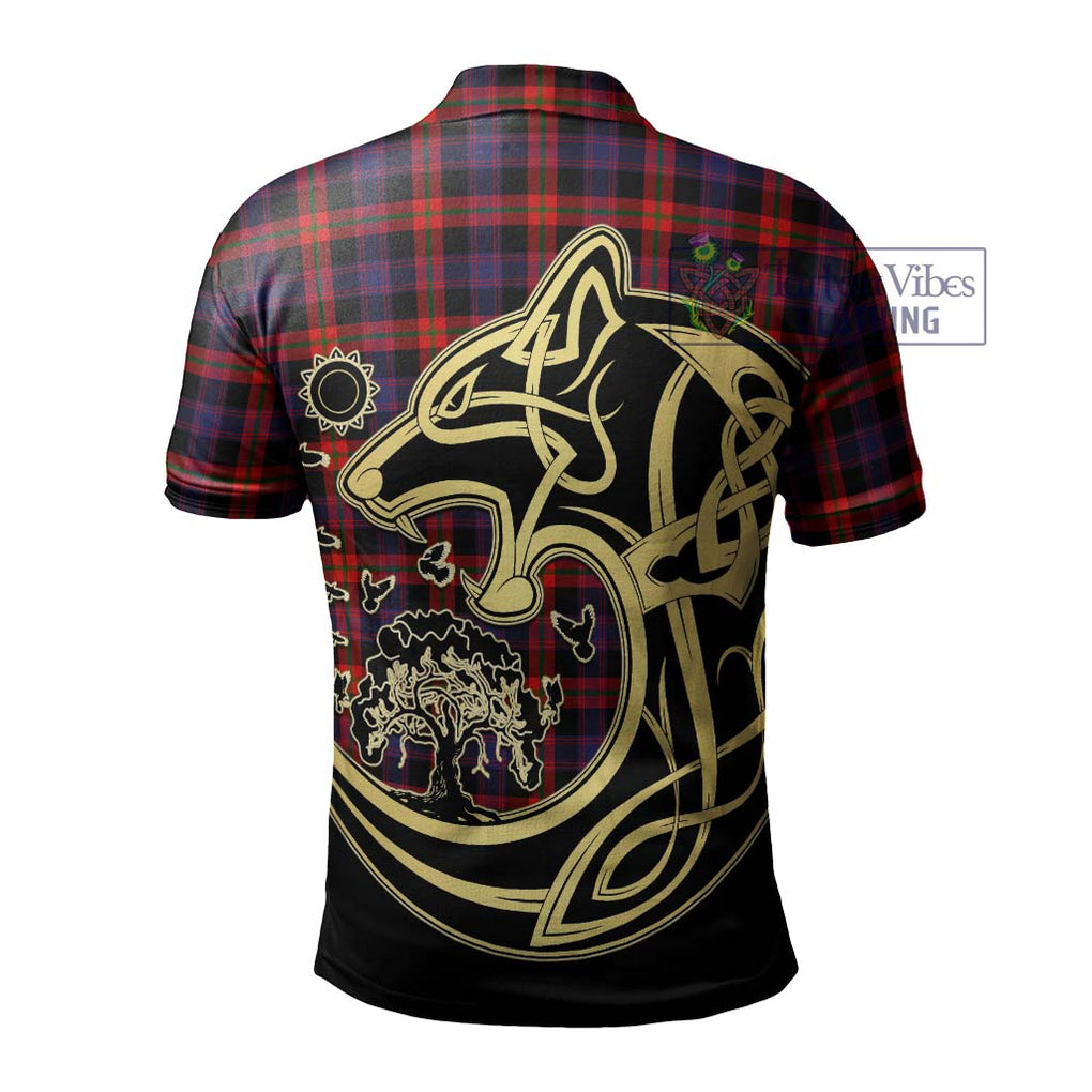 Brown (Broun) Tartan Polo Shirt with Family Crest Celtic Wolf Style - Tartanvibesclothing Shop