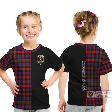 Brown (Broun) Tartan Kid T-Shirt with Family Crest and Half Of Me Style - Tartanvibesclothing Shop