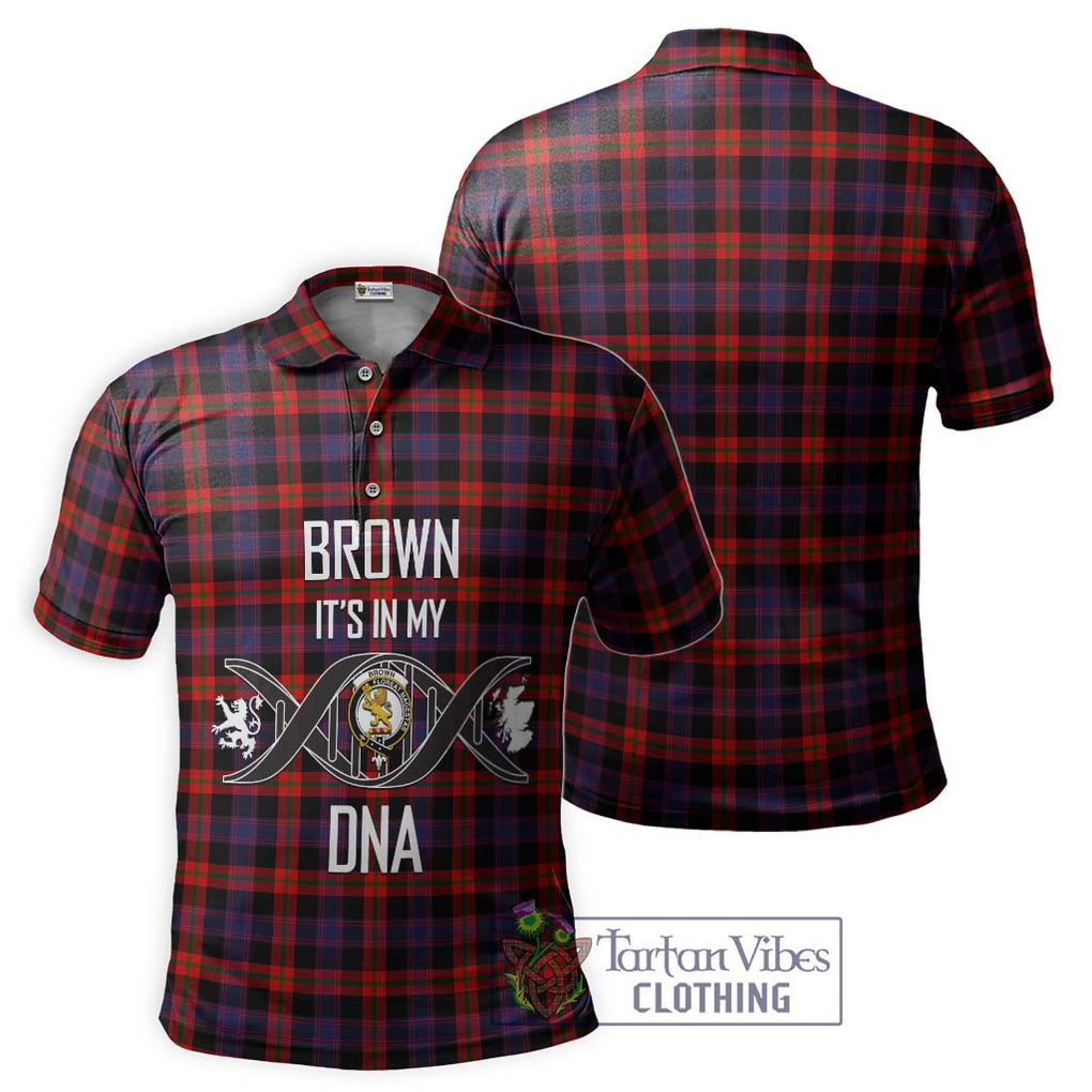 Brown (Broun) Tartan Polo Shirt with Family Crest DNA In Me Style - Tartanvibesclothing Shop