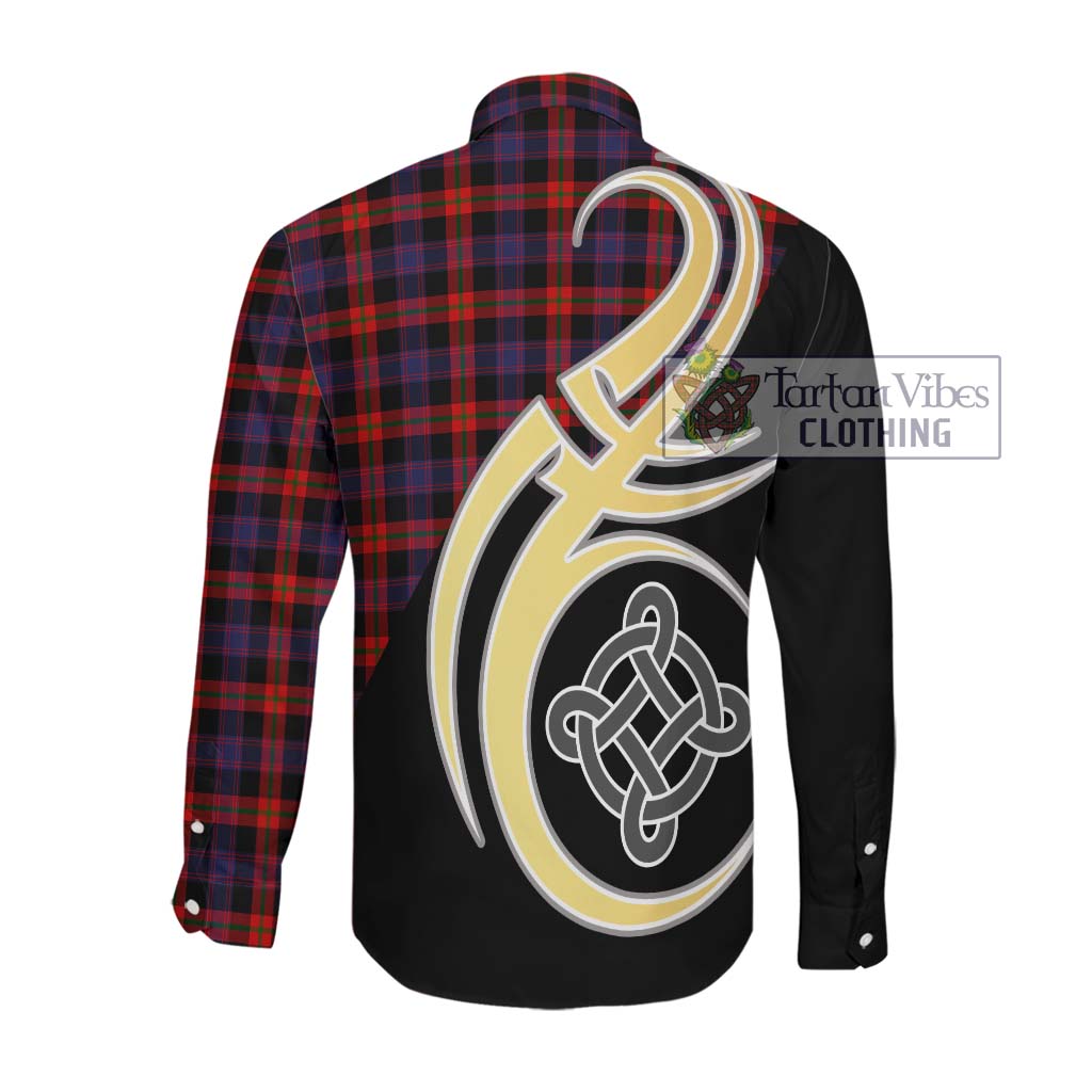 Brown (Broun) Tartan Long Sleeve Button Shirt with Family Crest and Celtic Symbol Style Men's Shirt - Tartan Vibes Clothing