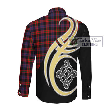 Brown (Broun) Tartan Long Sleeve Button Shirt with Family Crest and Celtic Symbol Style Men's Shirt - Tartan Vibes Clothing