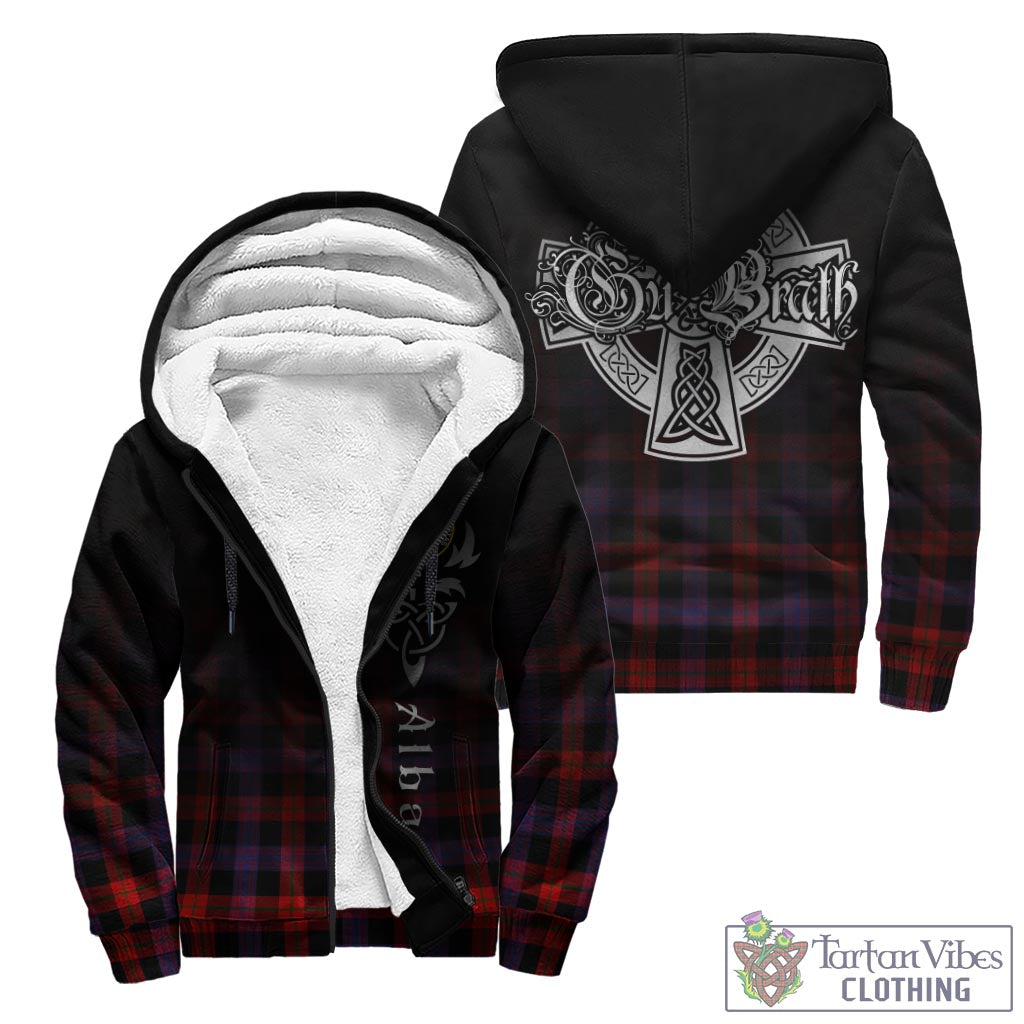 Tartan Vibes Clothing Brown Tartan Sherpa Hoodie Featuring Alba Gu Brath Family Crest Celtic Inspired