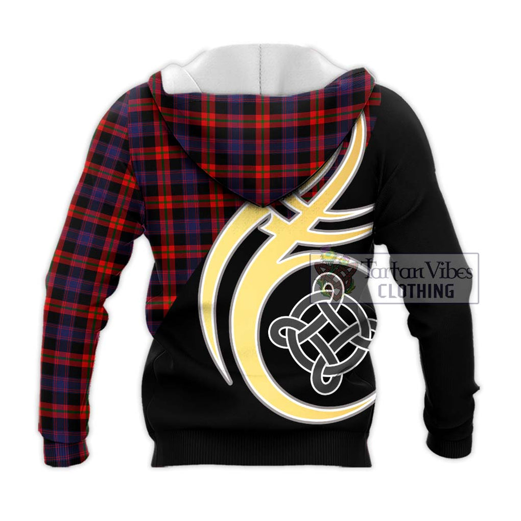Brown (Broun) Tartan Knitted Hoodie with Family Crest and Celtic Symbol Style - Tartan Vibes Clothing