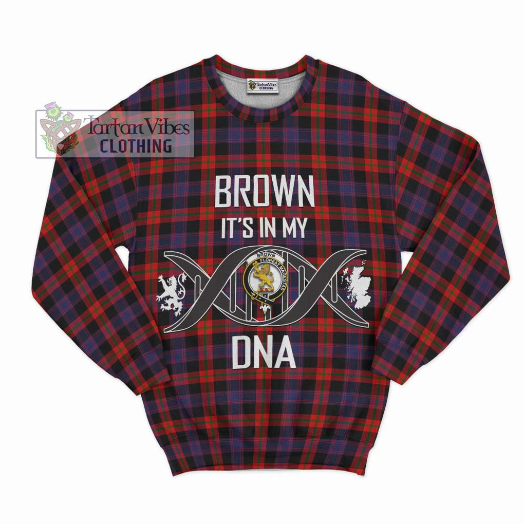 Brown (Broun) Tartan Sweatshirt with Family Crest DNA In Me Style - Tartanvibesclothing Shop