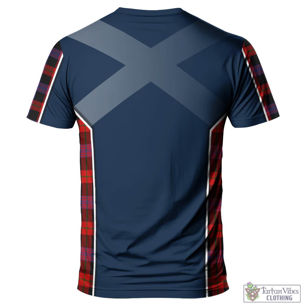 Tartan Vibes Clothing Brown Tartan T-Shirt with Family Crest and Scottish Thistle Vibes Sport Style