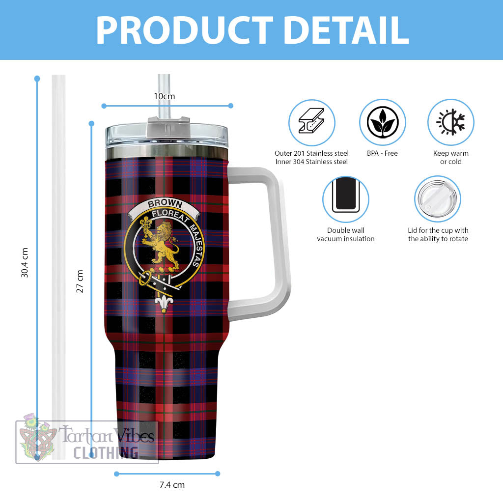 Tartan Vibes Clothing Brown Tartan and Family Crest Tumbler with Handle