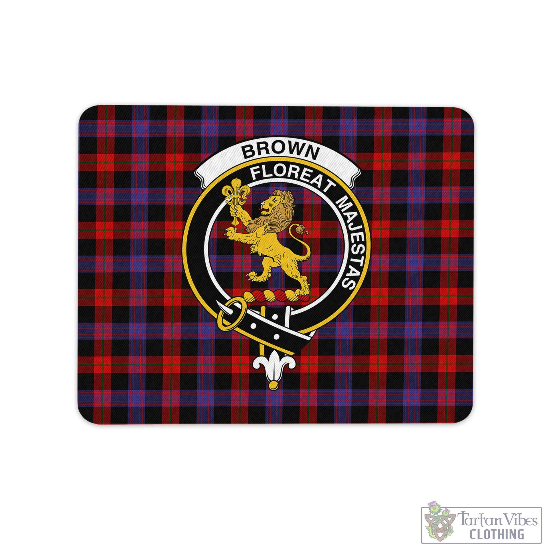 Tartan Vibes Clothing Brown Tartan Mouse Pad with Family Crest