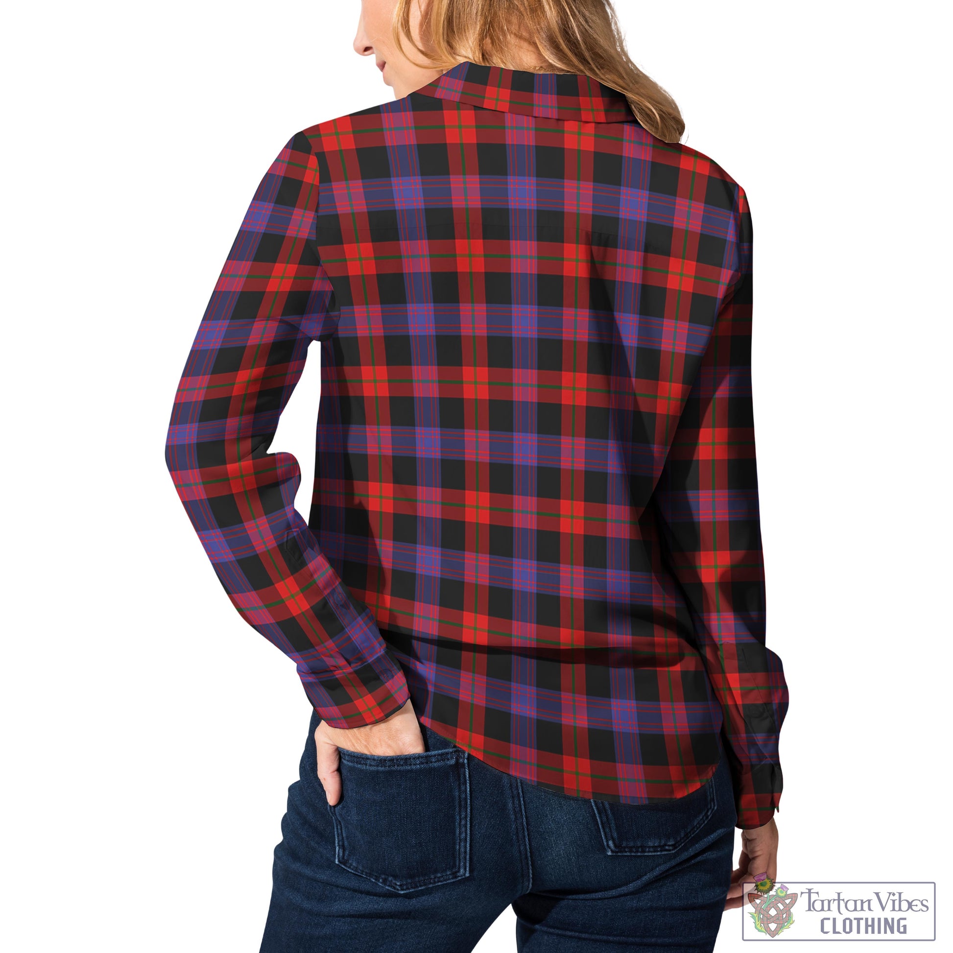 Tartan Vibes Clothing Brown Tartan Womens Casual Shirt with Family Crest