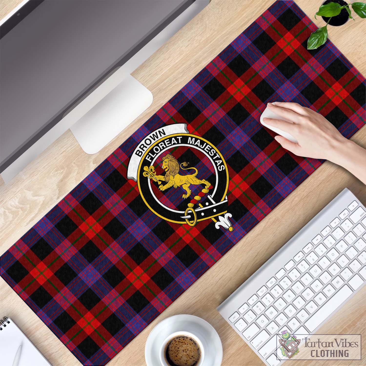 Tartan Vibes Clothing Brown Tartan Mouse Pad with Family Crest