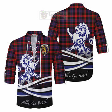 Tartan Vibes Clothing Brown (Broun) Tartan Ghillie Kilt Shirt with Alba Gu Brath Regal Lion Emblem