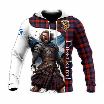 Tartan Vibes Clothing Brown (Broun) Crest Tartan Knitted Hoodie Inspired by the Freedom of Scottish Warrior