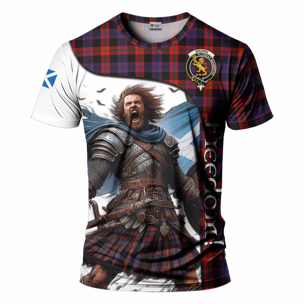 Brown (Broun) Crest Tartan T-Shirt Inspired by the Freedom of Scottish Warrior
