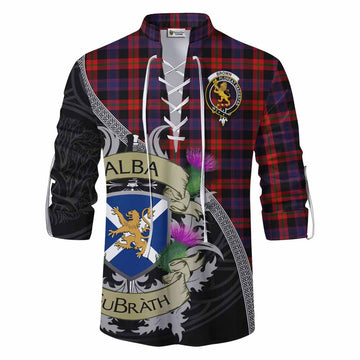 Tartan Vibes Clothing Brown (Broun) Tartan Family Crest Ghillie Kilt Shirt Lion Rampant Royal Thistle Shield Celtic Inspired