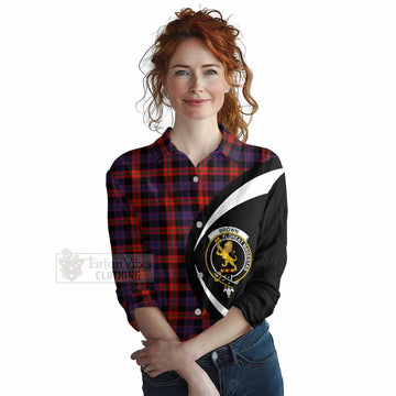 Tartan Vibes Clothing Brown (Broun) Tartan Women's Casual Shirt with Family Crest Circle Style