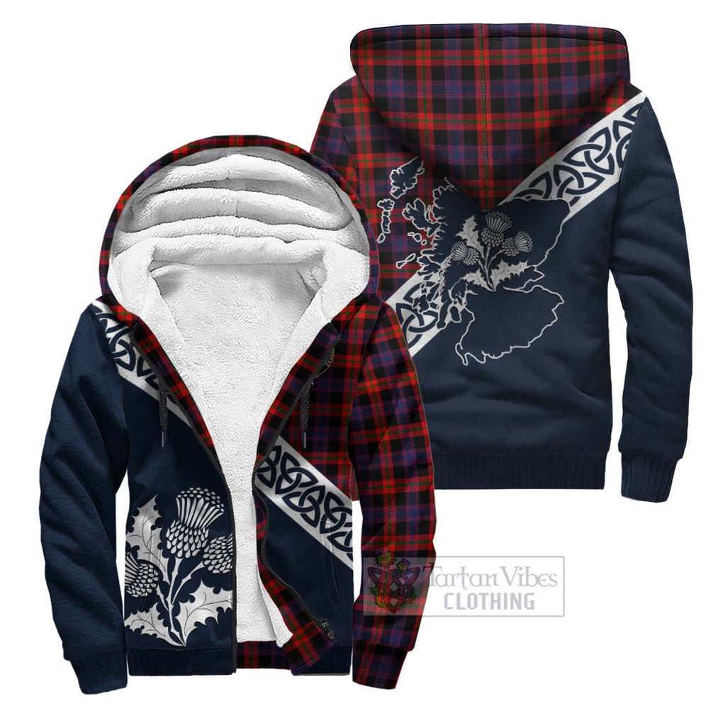 Tartan Vibes Clothing Brown (Broun) Tartan Sherpa Hoodie Featuring Thistle and Scotland Map