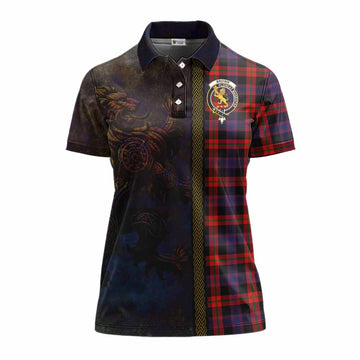 Tartan Vibes Clothing Brown (Broun) Tartan Family Crest Women's Polo Shirt Alba Gu Brath Be Brave Lion Ancient Style