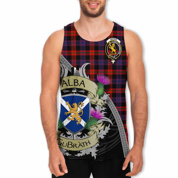 Tartan Vibes Clothing Brown (Broun) Tartan Family Crest Men's Tank Top Lion Rampant Royal Thistle Shield Celtic Inspired