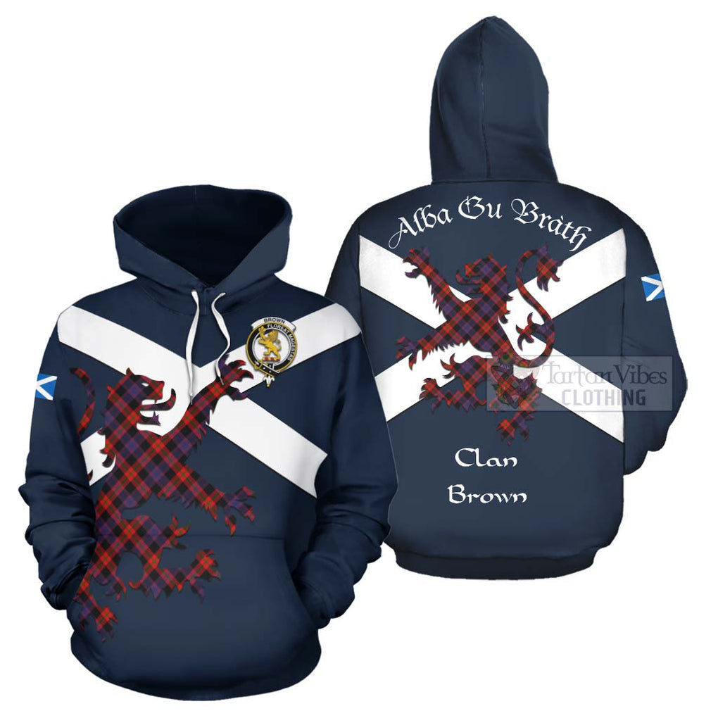 Tartan Vibes Clothing Brown (Broun) Tartan Lion Rampant Hoodie – Proudly Display Your Heritage with Alba Gu Brath and Clan Name