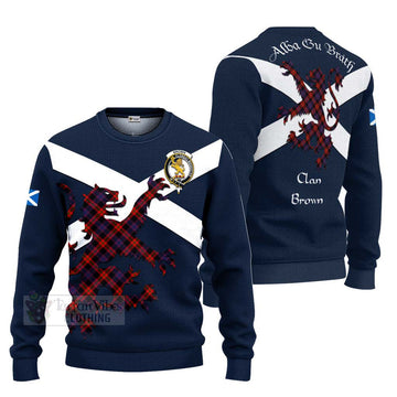 Tartan Vibes Clothing Brown (Broun) Tartan Lion Rampant Knitted Sweater – Proudly Display Your Heritage with Alba Gu Brath and Clan Name